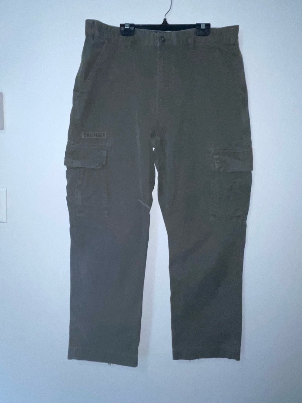 Vtg Y2K Tommy Hilfiger green  Cargo Pants 36/32 Baggy Distressed Workwear